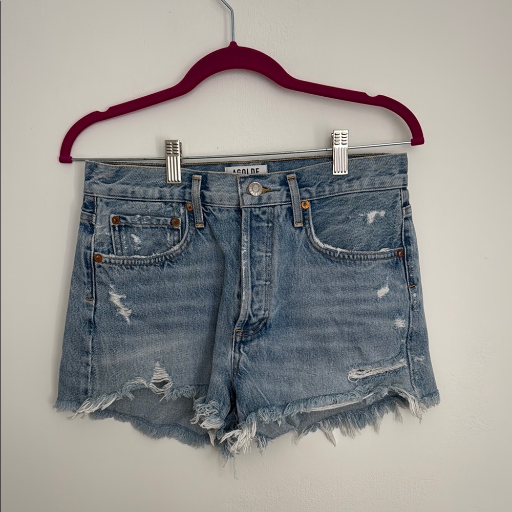 Agolde Women's Distressed Denim Shorts - Blue